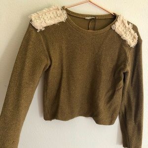 Cute Khaki sweater with pearls